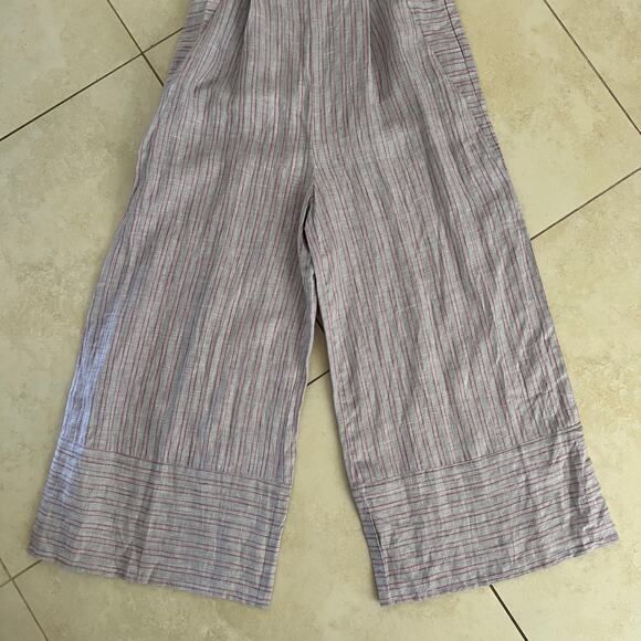 Anthropologie Nantucket Ruffled Jumpsuit Elevenses Size 8 Stripe Pink Lavender - Picture 8 of 16